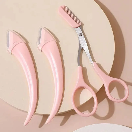 Kit de tondeuse à sourcils, rasoir à sourcils incurvé, ciseaux à sourcils avec peigne, outils de beauté pratiques et faciles à utiliser pour les débutants