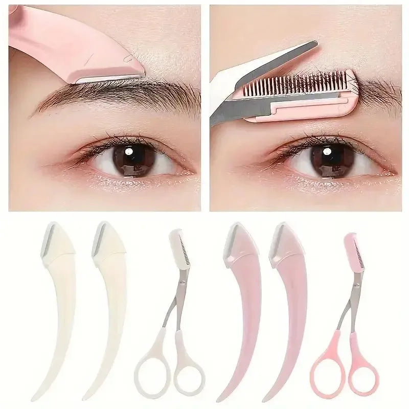 Kit de tondeuse à sourcils, rasoir à sourcils incurvé, ciseaux à sourcils avec peigne, outils de beauté pratiques et faciles à utiliser pour les débutants