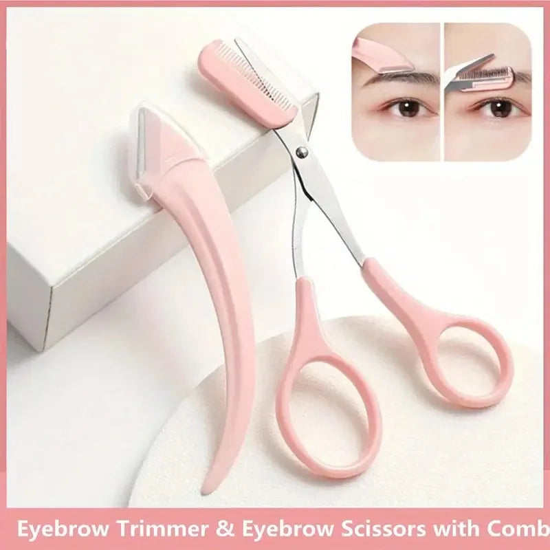 Kit de tondeuse à sourcils, rasoir à sourcils incurvé, ciseaux à sourcils avec peigne, outils de beauté pratiques et faciles à utiliser pour les débutants